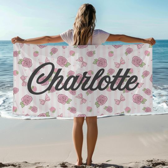 Discover Personalized Beach Towel Custom Name Towel Gift Cute Custom Mom Gift for Girlfriend Name
