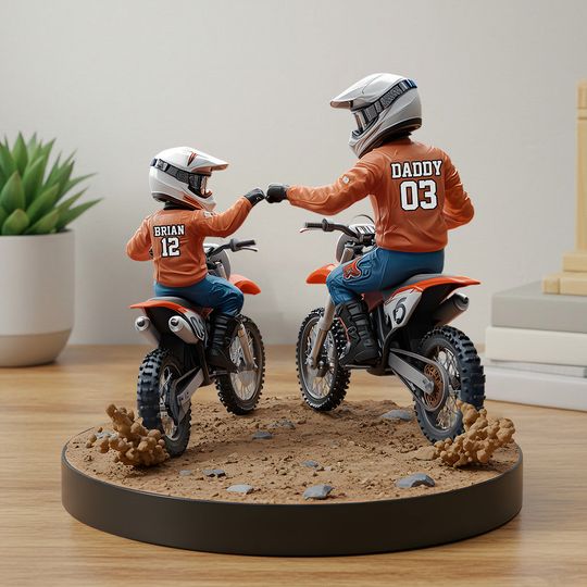 Discover Dirt Bike Dad And Kid - Personalized Dirt Bike Custom Shaped Acrylic Plaque