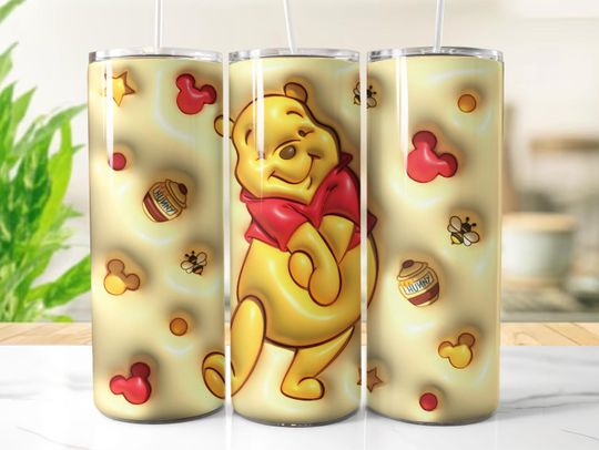 Discover Pooh 20oz Inflated Skinny Tumbler, Disneyyy Cartoon 20oz Tumbler, winniee the poohh Tumbler
