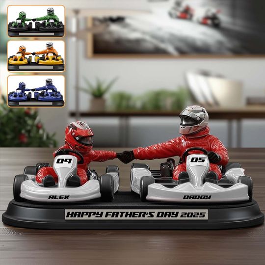Discover Kart Racing Loving Dad & Kid - Personalized Father Custom Shaped Acrylic Plaque