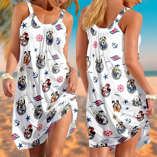 Discover Mickeyy mouse Sling Summer Dress, Cruise Vacation Sundress