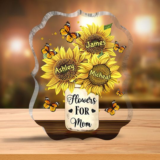Discover Flowers For Mom - Gift for mom, grandma - Personalized Custom Shaped Acrylic Plaque