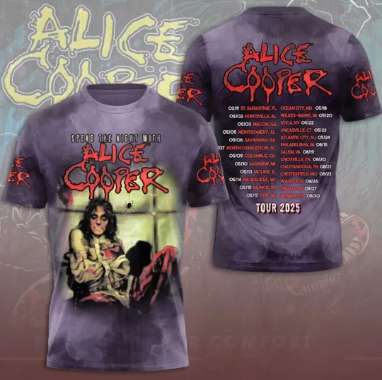 Discover Spend Time Night With Alice Cooper 2025 Tour 3D T-Shirt