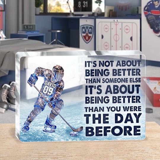 Discover It's About Being Better - Personalized Hockey Custom Shaped Acrylic Plaque