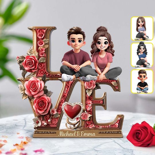 Discover Love Between Us - Personalized Couple Custom Shaped Acrylic Plaque