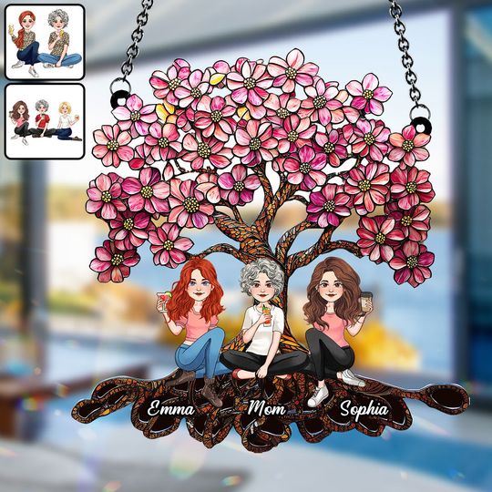 Discover Mother & Daughters - Personalized Mother Window Hanging Suncatcher Ornament