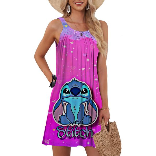 Discover Women's Summer Dress Disneyyy Lilo& Stitchh Printed Sleeveless