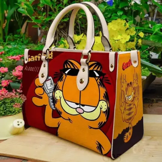 Discover Garfield Lover Women Leather Handbag, Garfield Cat Leather Handbag