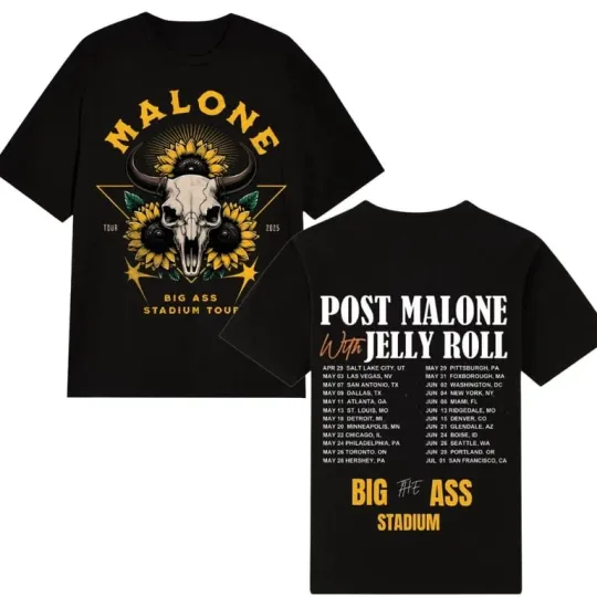 Discover Big Asss Stadium Malone Post Malone Jelly Roll Tour 2025 T-Shirt