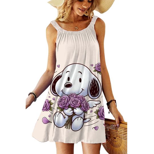 Discover Snoopy Kawaii Women's Beach Dresses Leisure Boho Dress