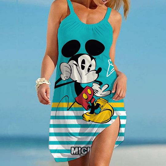 Discover Disneyyy Mickeyy Minniee Summer 3D Print Cartoon Dresses For Women