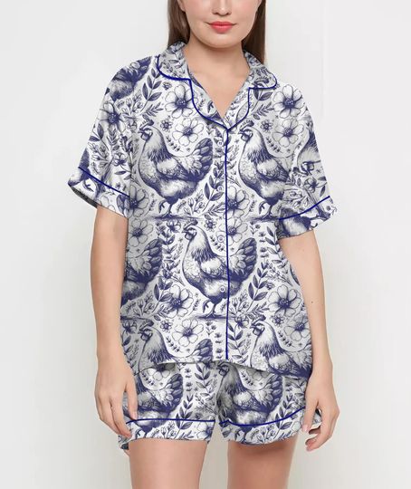 Discover Coquette Chicken Floral Pajamas Satin Set