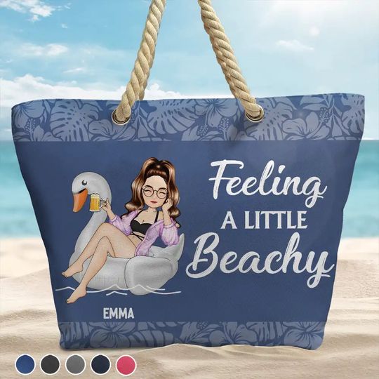 Discover Girl On Float Feeling A Little Beachy - Personalized Beach Bag
