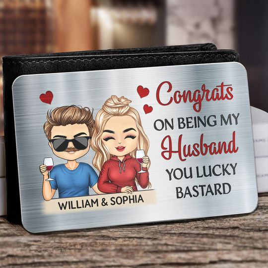 Discover Congrats On Being My Husband Chibi Personalized Aluminum Wallet Card