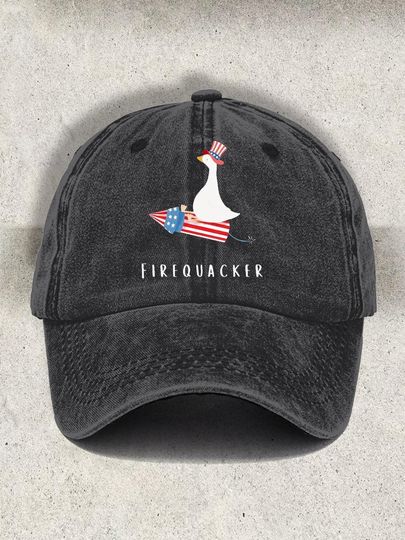 Discover Firequacker Goose Printed Baseball Cap, Patriotic Goose 4th of July