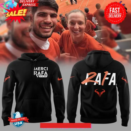 Discover Rafael Nadal Roland Garro Merci Rafaa 2025 Black  Poly 3D Hoodie S-5XL