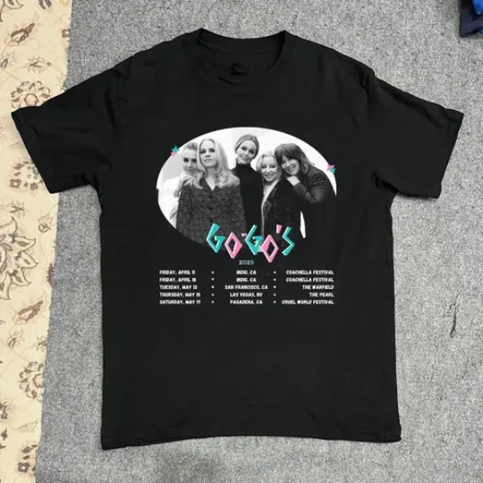 Discover NEW The Go Go Band 2025 Tour Dates Poster Short Sleeve T-Shirt Size S-3XL