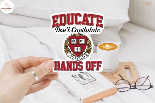 Discover Hands Off Harvard Sticker/Car Magnet, Bold Protest Vinyl Decal For ActivistsSticker