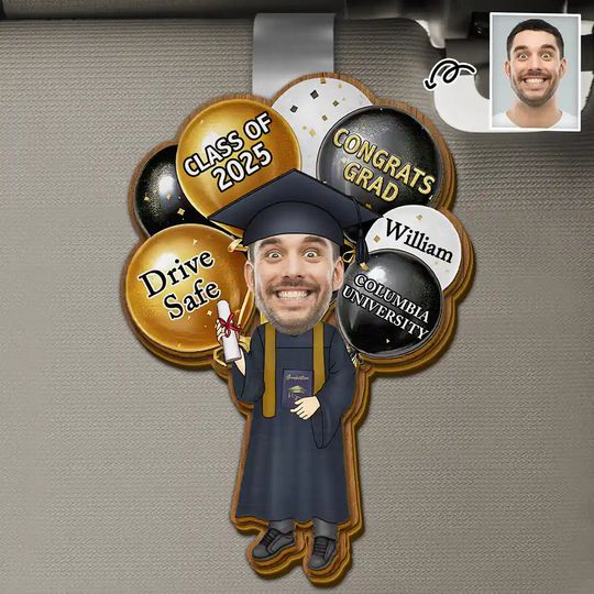 Discover Custom Photo Drive Safe Congrats Grad - Personalized Custom Shaped Car Visor Clip
