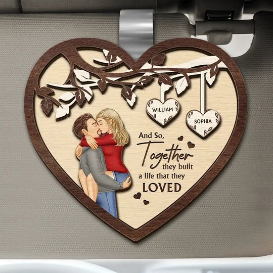 Discover And So Together They Built A Life They Loved Couples - Personalized Custom Shaped Car Visor Clip