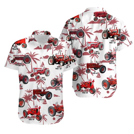 Discover Farmer Hawaiian Shirt Tractor Red Tractors Pattern