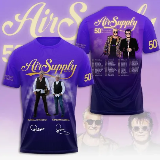 Discover Air Supply 50th Anniversary Celebration Tour 2025 3D T-shirt