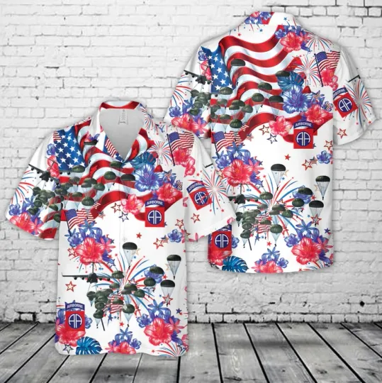 Discover US Army 82nd Airborne Paratrooper, 4th Of July Hawaiian Shirt