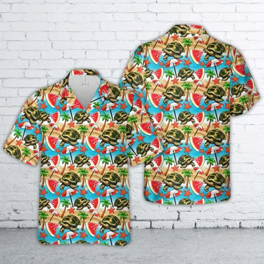 Discover Tortoise Watermelon Beach Hawaiian Shirt Tropical Summer Vacation Shirt