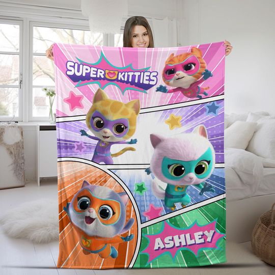 Discover Personalized Superkitties Blanket/Superkittie Birthday Blanket/Custom Super Cat