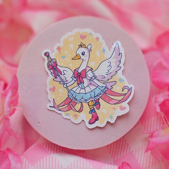 Discover Magical girl duck holographic sticker