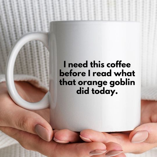 Discover Funny Anti Trump Coffee Mug Subtle Fuck Trump Ceramic Cup Democrat Liberal Leftist Antifascist Orange Goblin Anti-Maga