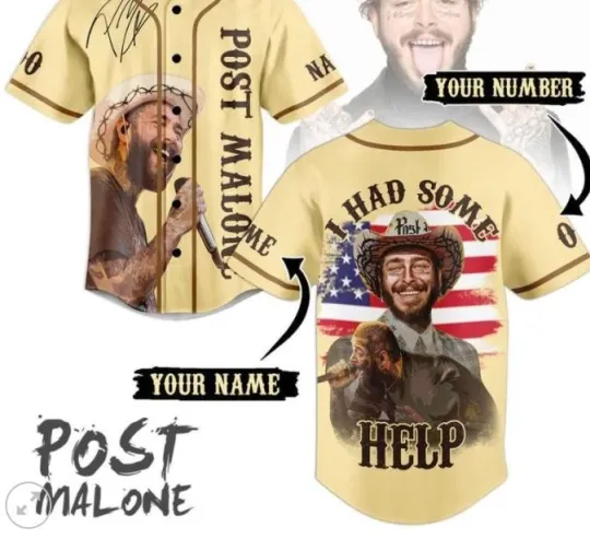 Discover Post Malone Poets I Had Some Help Personalized baseball jersey