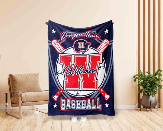 Discover Customized Baseball Blanket With Name And Number, Baseball Players Gift