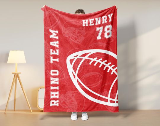 Discover Personalized Name Football American Player Blanket, Custom Football Team Name