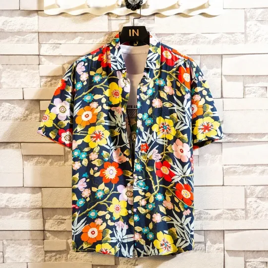 Discover 2025 New Men's Short Sleeve Hawaiian Shirt One Button Casual Versatile 3d