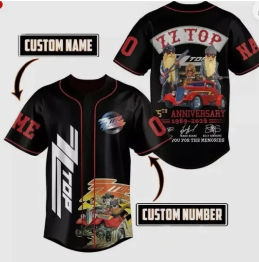 Discover Personalized ZZ Top Anniversary 1969-2024 baseball jersey, 3d gift,2025 hot