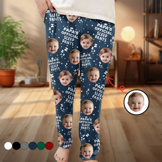 Discover Papa’s Custom Photo Sleep Pants – Funny Personalized Pajamas for Dad or Grandpa