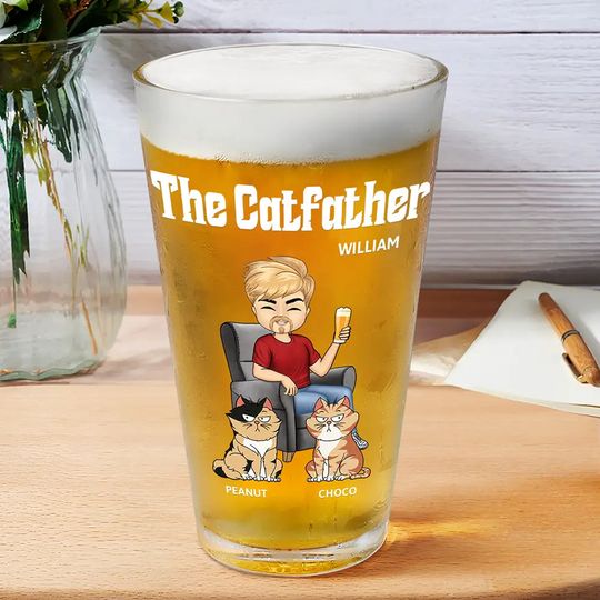 Discover The Cat Father - Personalized Beer Glass