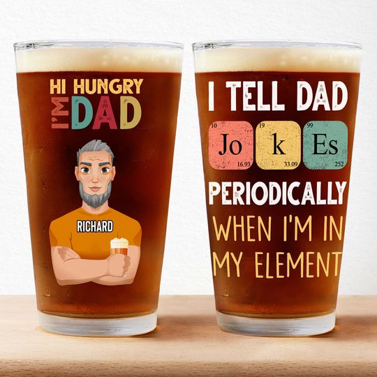 Discover Hi Hungry I'm Dad - Personalized Beer Glass