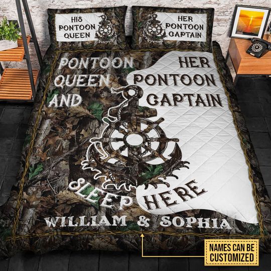 Discover Personalized Pontoon Sleep Here Customized Quilt Bedding Set