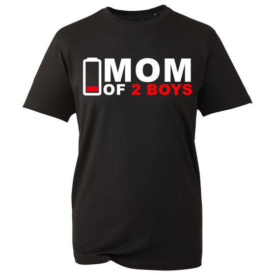 Discover Mom Of Two Boys T-Shirt, Boy Mom Life Tee Funny Parenting Tee Mama Of Two Sons Gift Crazy Boy Mom