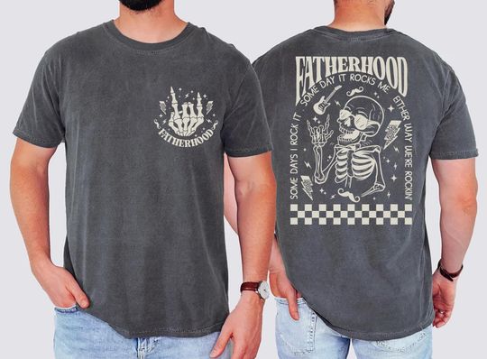 Discover Funny Fatherhood Skeleton Shirt for Dad Rock and Roll