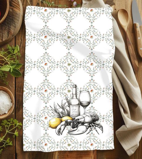 Discover Lobster & Winee Subtle Fck Trump Towel, Art Nouveau Kitchen Decor, Anti Trump Gift