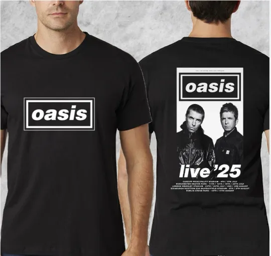 Discover Oasis UK And Ireland Tour In Summer 2025 Tour Date Fan Gifts Two Sides T-shirt