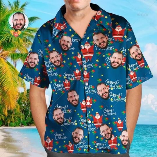 Discover Hawaiian 3D Printing Custom Faces Gingerbread Man Tiki Shirt for Men