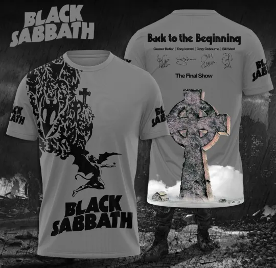 Discover Black Sabbath Back To The Beginning 2025 Tour 3D Printed T-Shirt
