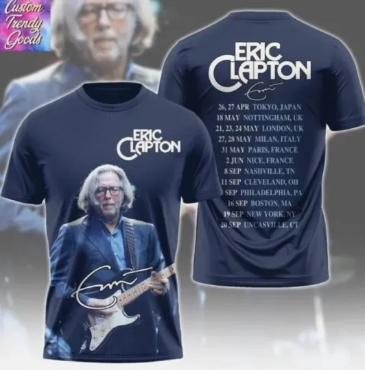 Discover Eric Clapton 2025 Tour Signature 3D T-Shirt
