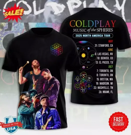 Discover Coldplay 2025 North America Tour 3D Shirt