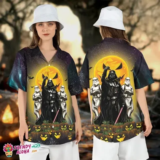 Discover Darthh Vaderr Stormtrooper Starr Warss Halloween Pumpkins Aloha Shirt