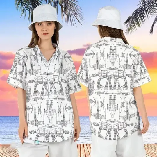 Discover Starr Warss AT AT Walker Galaxy Edge Droid Beach Aloha Shirt